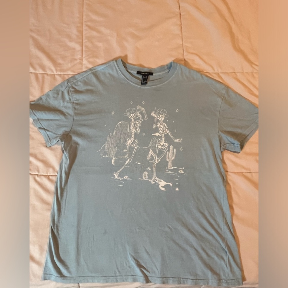 Blue, Skeleton cowboy, Shirt, Forever 21